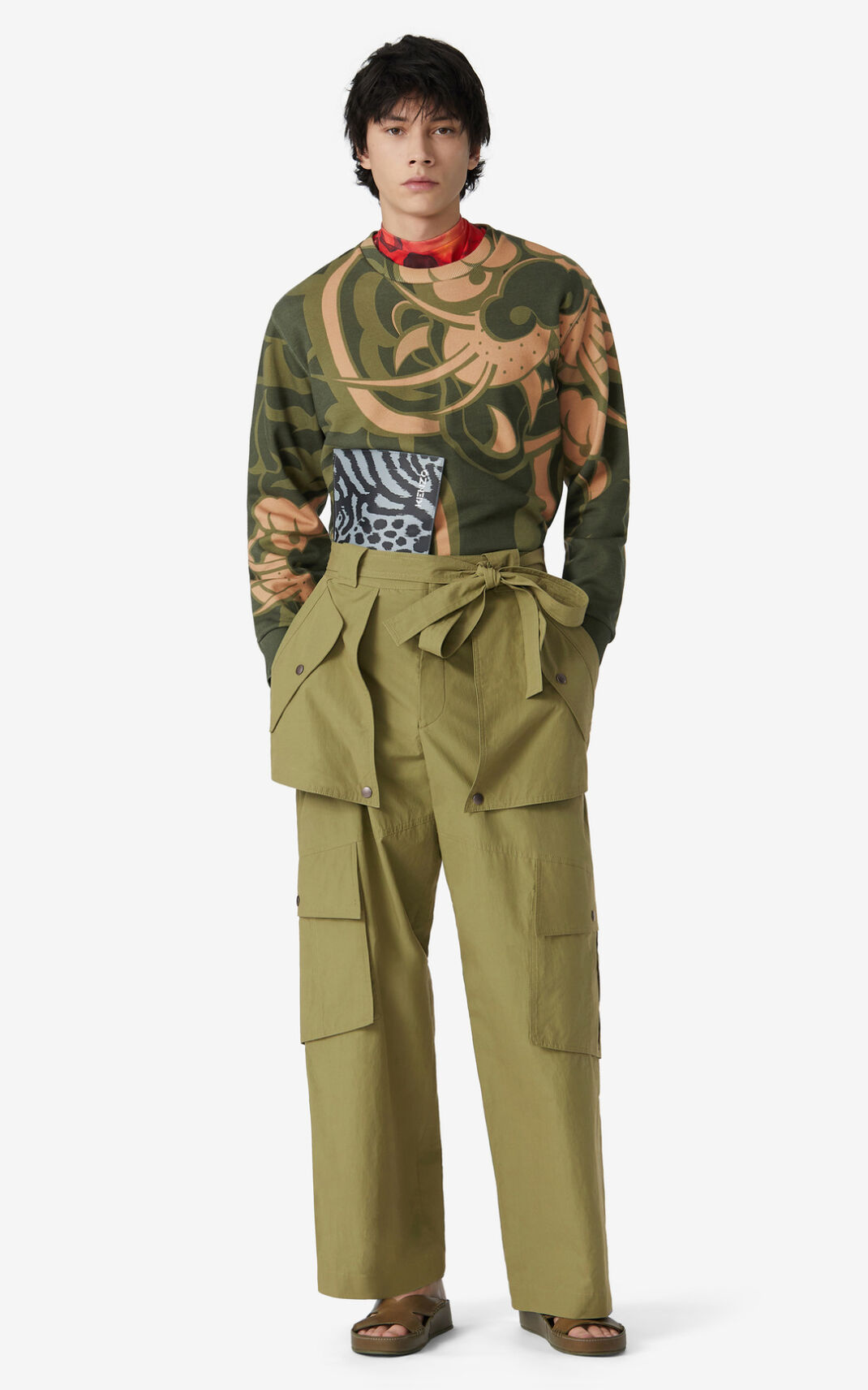 Kenzo Wide cargo Pantalones Hombre Verde Oliva | 8621094-IW